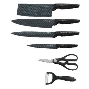 Set de cutite de bucătărie 6 piese / negru/argintiu Royalty Line