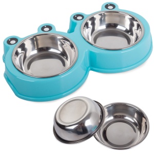 Bol dublu caini/pisici metal 0,3L X 2B