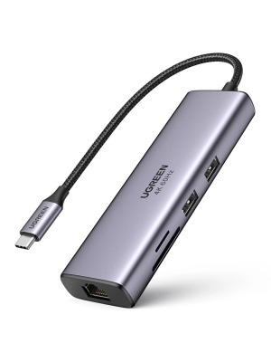 HUB multiport 7in1,USB-C la 2xUSB 3.2,1xSD/microSD,1xRJ45, 1xHDMI,1xPD 100W UGREEN