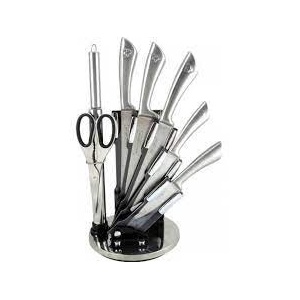 Set 8 cuțite cu ascuțitor și suport Royalty Line - Oțel Inoxidabil