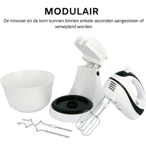 Mixer cu bol Mixer de mână 2 în 1 cu bătători și cârlige pentru aluat - 300W - Bol 2,5 litri - Img 3