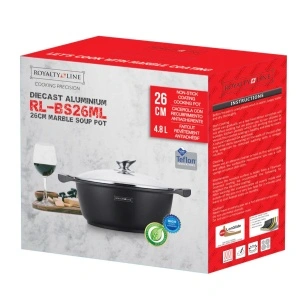 Oală Marmură cu Capac 26cm 4.8L Royalty Line Negru - Img 2