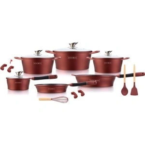 Set de vase de gătit 14 piese Royalty Line marmorate -Burgundy - Img 3