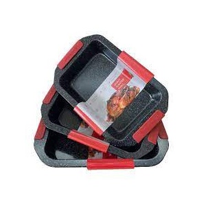 Set 3 tavi de copt Royalty Line, Granit 35 x 23 x 6,0, Negru RL-MM3