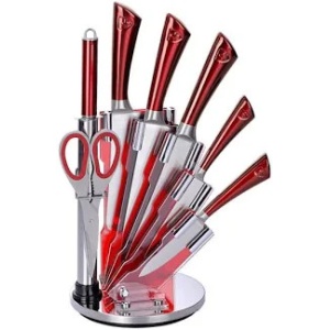 Set 8 cuțite cu suport rotativ și ascuțitor Royalty Line - Oțel Inoxidabil