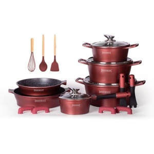 Set de vase de gătit 14 piese Royalty Line marmorate -Burgundy