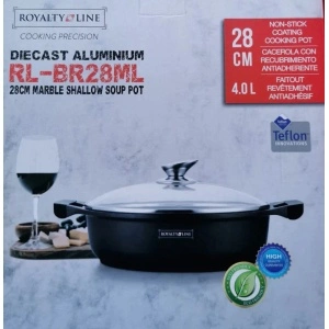 Cratita marmorata cu capac 28 cm 4 L RL-BR28ML Royalty Line - Img 4