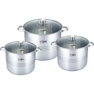 Set de oale din oțel inoxidabil Platinum cu capace de sticlă - 6 piese
