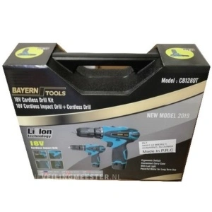 Set masini de gaurit cu acumulator Bayern Tools18 V,CB 1280 T - Img 2