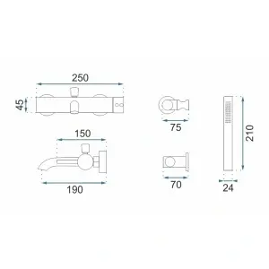 Baterie pentru Cadă Rea Lungo Monocomandă Crom cu Set Duș Inclus - Img 2