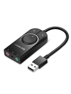 Placa de sunet stereo USB la 2xJack 3.5"sound si 1x3.5"mic,15cm UGREEN 40964