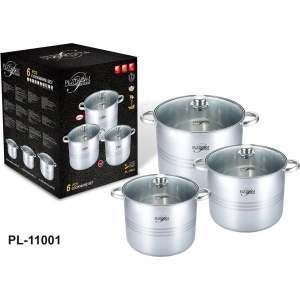 Set de oale din oțel inoxidabil Platinum cu capace de sticlă - 6 piese - Img 2