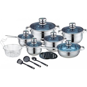 Set vase gatit 18 piese , otel inoxidabil, Royalty Line RL 1801B