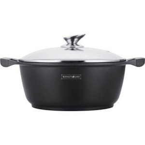 Cratiță marmorată de 32 cm, capacitate 8,6L, cu înveliș antiaderent și capac de sticlă