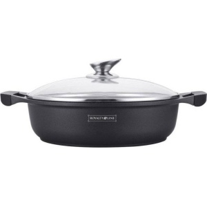 Cratiță marmorată joasă Royalty Line, 30 cm, 4.8L, Antiaderentă, cu Capac