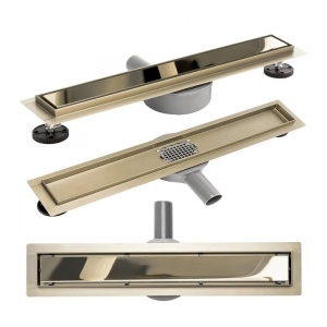 Set Rigolă Duș Rea Neo Pure Mirror Pro 50 cm – Aur Lucios (Mirror Gold)