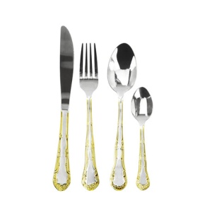 Set tacâmuri 12 persoane finisaj oglindă 72 piese aurii - Gold Royalty Line