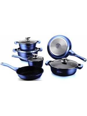 Set vase de gatit inductie,gaz,erlectric,Royalty Line 10 piese,RL-BS1010M DB, dark blue