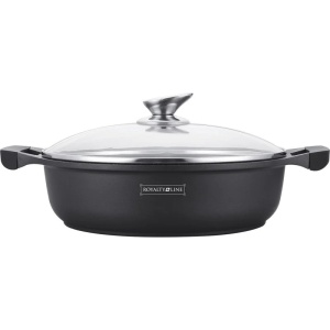 Cratiță marmorată joasă de 32 cm, capacitate 5,5L, cu înveliș antiaderent și capac