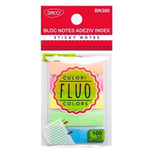 Bloc notes adeziv index, 45x12 mm, 5 culori, DACO
