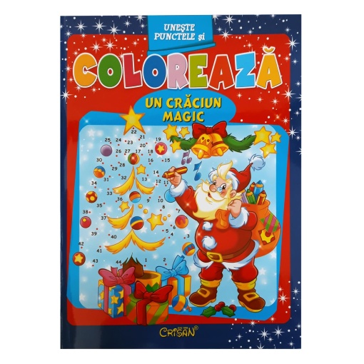 Uneste punctele si coloreaza. Un craciun magic