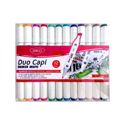 Marker grafic color, Duo Capi, Set 12, DACO