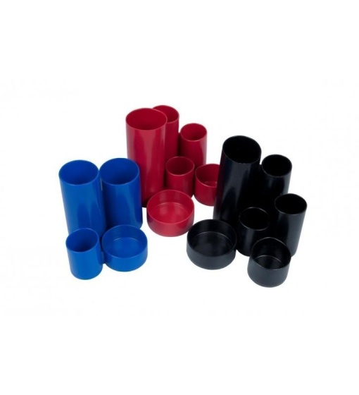 Suport instrumente de scris Flaro, cilindric, 6 compartimente, plastic, diverse culori
