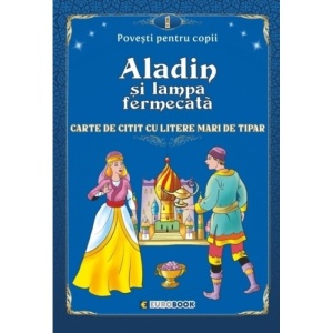 Aladin și lampa fermecată, carte de citit cu litere mari de tipar, format B5, EDITURA EUROBOOKIDS - Img 1