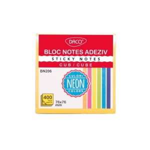 Bloc notes adeziv, 76x76 mm, 6 culori, DACO