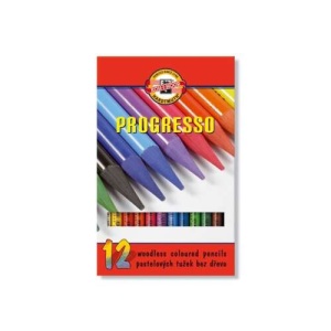 Creioane lungi, 12 culori, fără lemn, KOH-I-NOOR PROGRESSO - Img 1