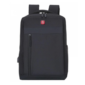 Ghiozdan laptop Black It, 3 fermoare, Compartiment laptop 15.6", Bretele buretate, Negru, 50x35x15 cm