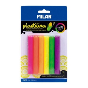 Plastilină, 6 culori, 70 g, neon, MILAN