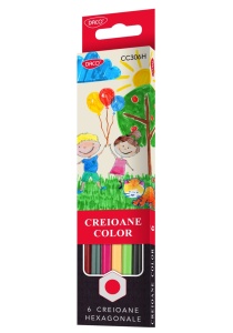 Creioane colorate, 6 culori, DACO