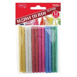 Rezerve de silicon colorate cu sclipici, 6 culori, 7mm