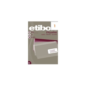 Etichete autocolante Etibox, 1/A4, 210x297mm, permanente, albe cu colturi drepte