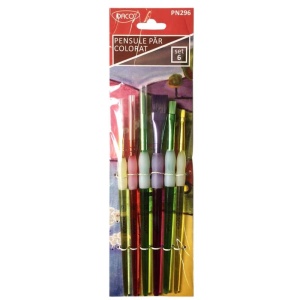Pensule cu par sintetic colorat, set 6, DACO