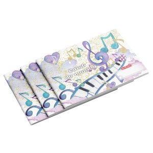 Caiet muzică, 24 file, portativ, hârtie 70 g/mp, capsat pe latura scurtă, copertă carton lucios flexibil, HERLITZ