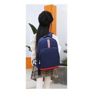 Ghiozdan TEENS cu două fermoare, Ergonomic, Rezistent la apă, Bleumarin, 35x28x13 cm, 20L - Img 5