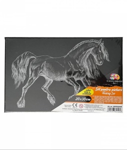 Panza printata neagra, sasiu de lemn, 20 x 30 cm, cal