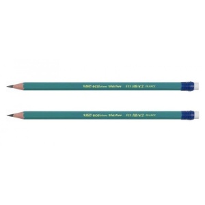 Creion grafit Bic Evolution, HB, corp hexagonal verde, cu guma de sters - Img 2