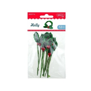 Ilicele, frunze, plastic, 12cm, 12 buc/set, DACO