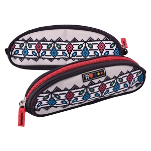 Penar etui triunghiular, canvas bej-negru, 11x22x6 cm, Pigna ETHNO