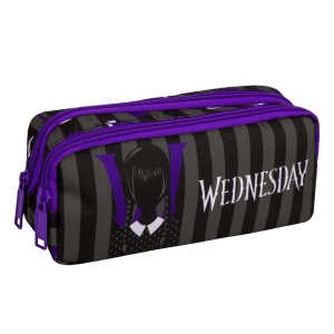 Penar Tub cu 2 Compartimente Wednesday, Negru, Mov și Gri, 21x5.5x9.5 cm