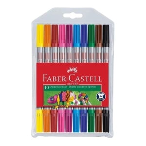 Carioci cu 2 Vârfuri (2mm-4mm), 10 Culori/Set, Lavabile, FABER-CASTELL