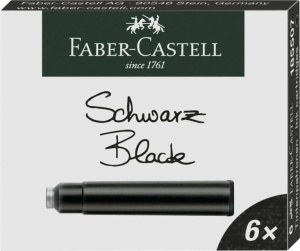 Patroane Cerneală Mici, 6 buc/cutie, Negre, FABER-CASTELL