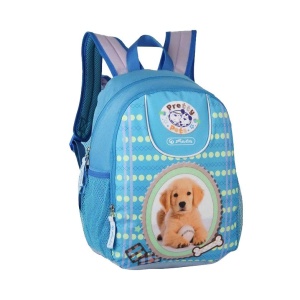 Rucsac școlar Pretty Pets, Catel, 2 compartimente, buzunare laterale, albastru, 38 × 27 × 15 cm, HERLITZ