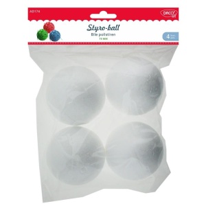 Bile din polistiren, Set 4, 7.5 cm, DACO