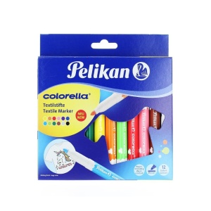 Carioci pentru textile, 12 culori, PELIKAN Colorella