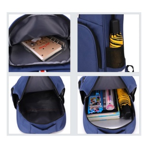 Ghiozdan TEENS cu două fermoare, Ergonomic, Rezistent la apă, Bleumarin, 35x28x13 cm, 20L - Img 6