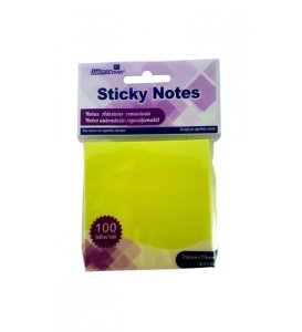 Notes adeziv Office Cover, 100 coli, 75 x 75 mm, galben neon, blister
